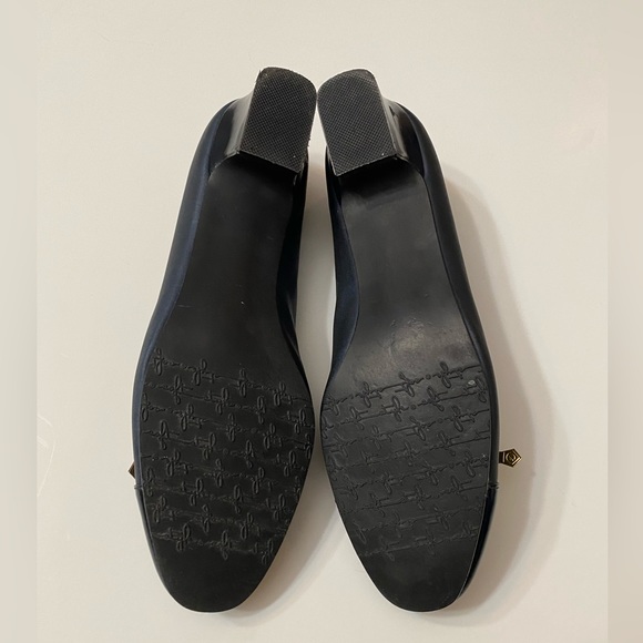 SOFT STYLE By Hush Puppies Sara Stack Heel Shoes Patent Toe Navy Blue Sz 8.5 M - Picture 8 of 8